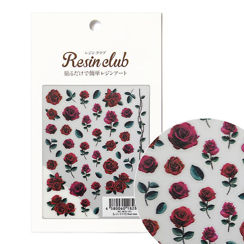 【レジンクラブ】レジン封入シール 『Red rose 赤いバラ』★両面タイプ★