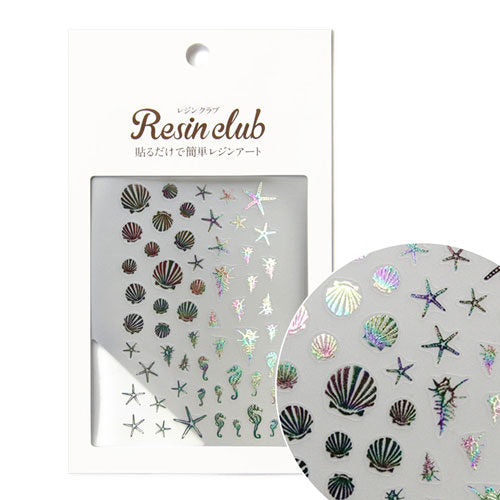 【レジンクラブ】レジン封入シール『シェル(貝殻) メタリックレインボー』
