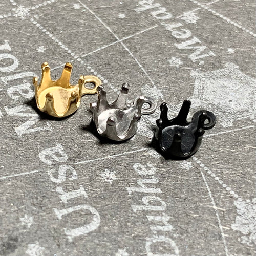 CrystalAglaia　ステンレス製クラウン型カン付石座 （AngelDrops ラウンド：5mm用）