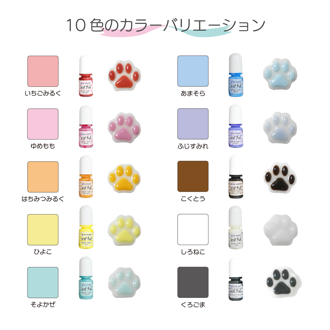 SK本舗 レジン用着色剤『iro⁺ful』　ミルキーカラー10色セット